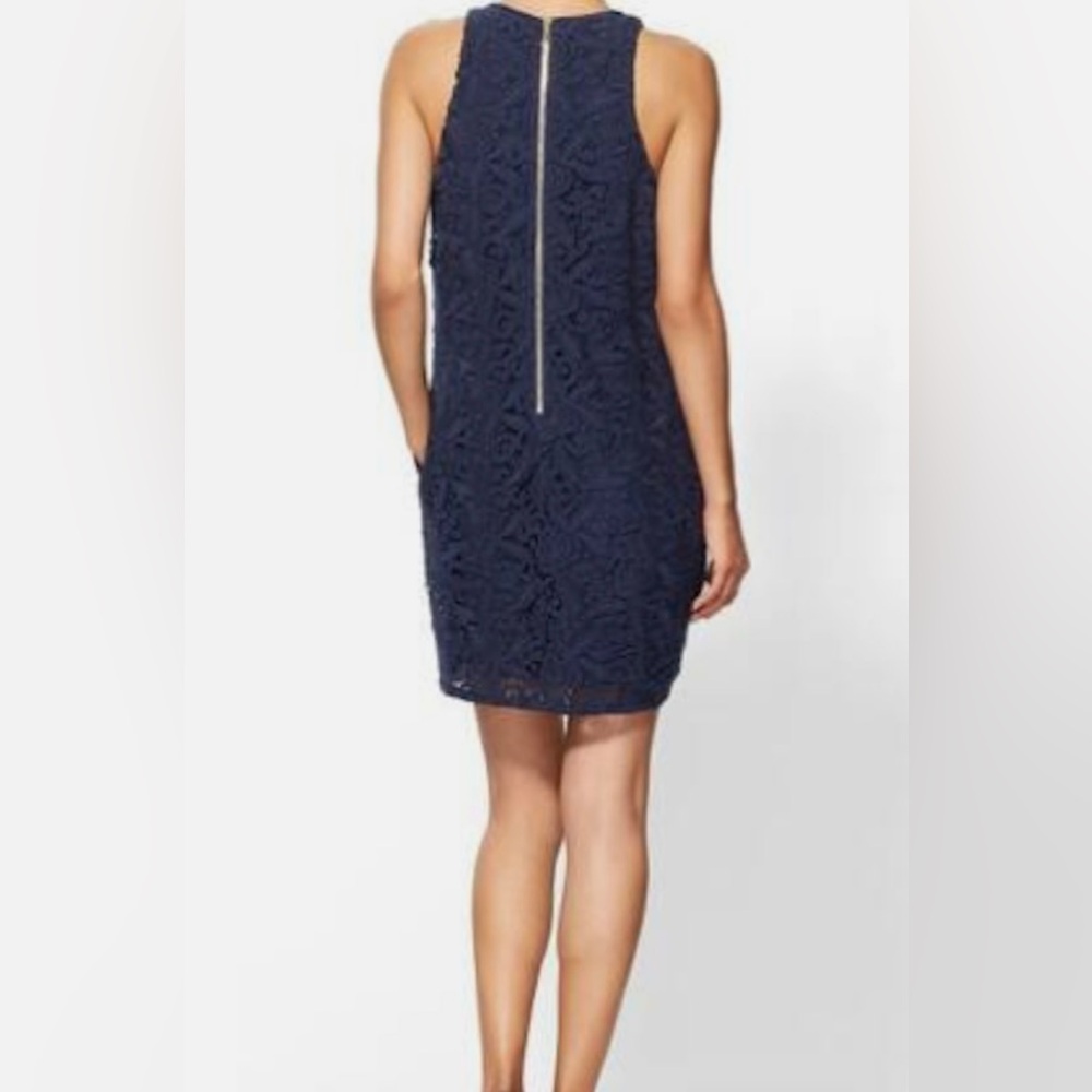 Juicy Couture Guipure Crochet Lace J Zipper Blue Halter Mini Dress Size 6 NWOT